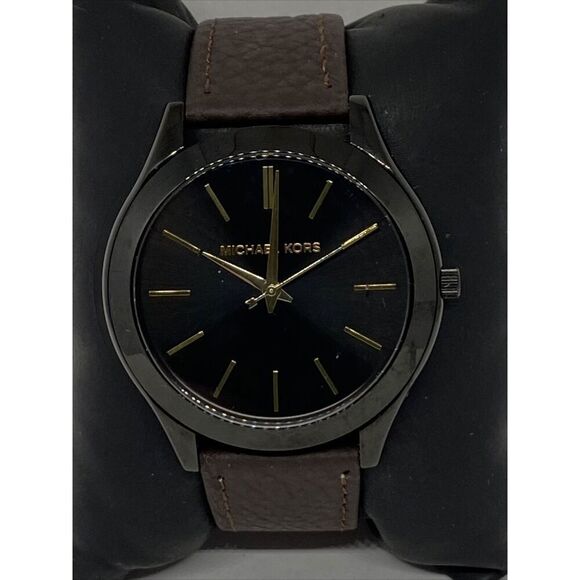 Michael Kors Slim Runway MK3221 Women's Brown Leather Analog Dial Watch JK594 - Picture 2 of 12